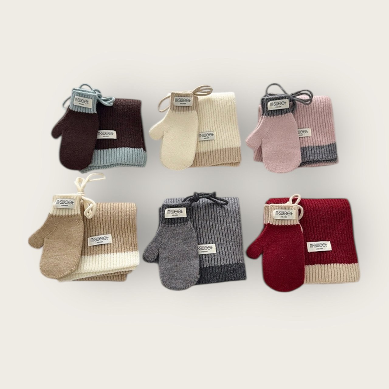 듀디-배색벙어리목도리장갑SET