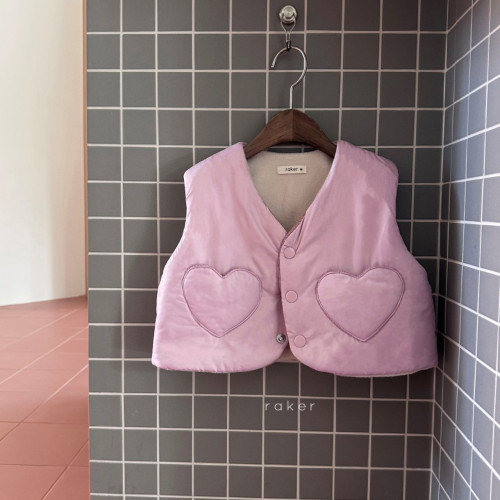 레이커-하트포켓조끼핑크패딩