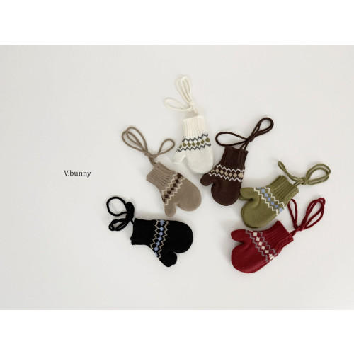 [코코브로니]바닐라버니-줄패턴장갑 밤색 FREE