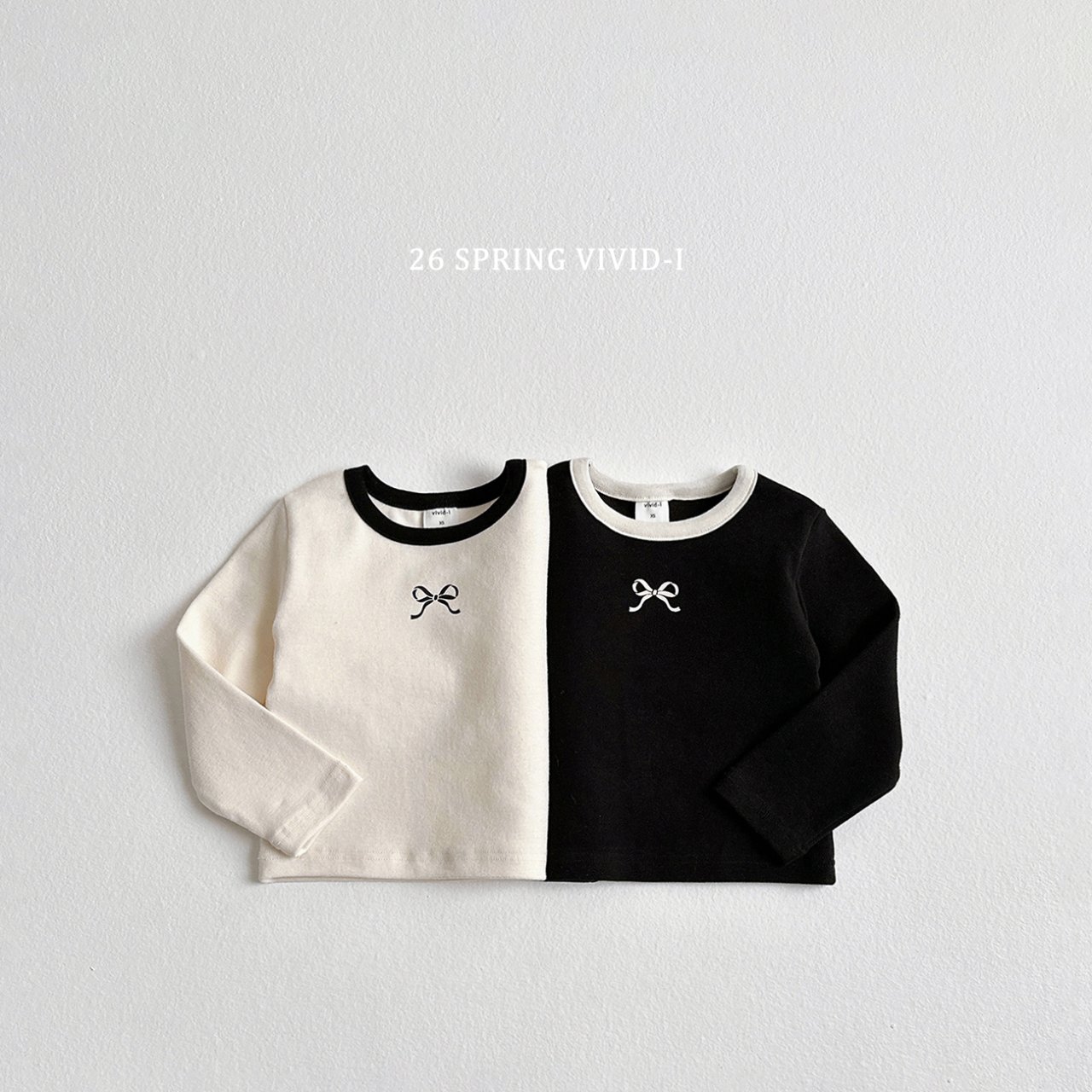 비비드아이-미니리본배색티