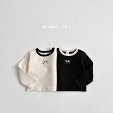 비비드아이-미니리본배색티