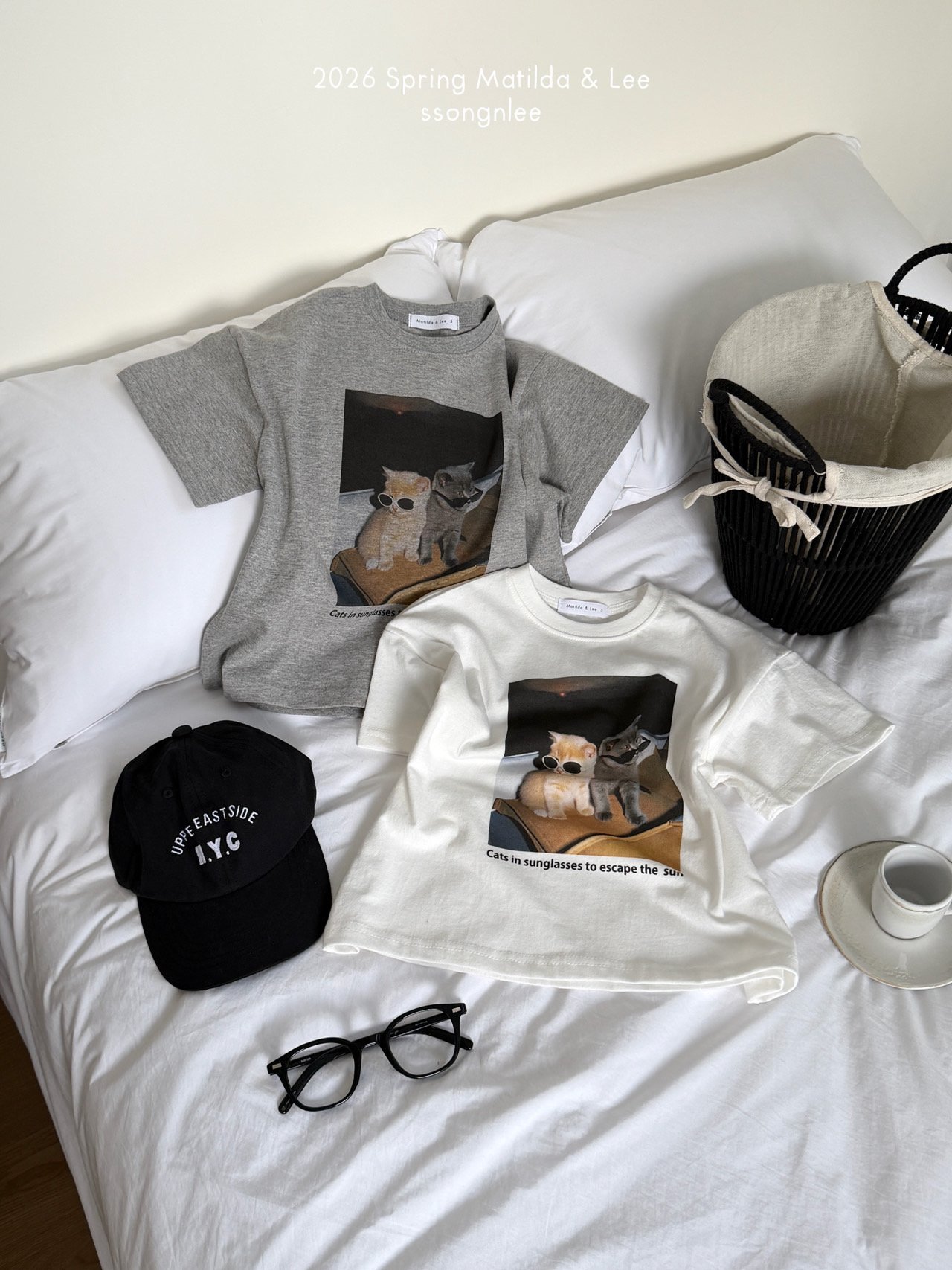 마틸다앤리-썬글라스고양이반팔티