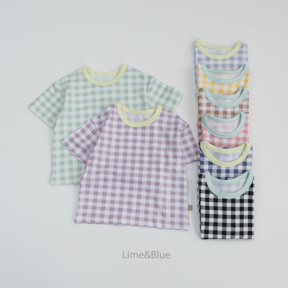[여름]라임앤블루-SS썸머크래커체크반팔상하세트