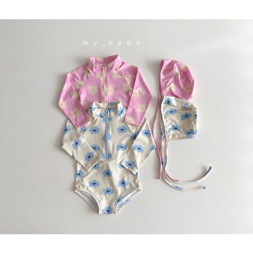 [수영복]마이베베-지퍼래쉬가드모자세트